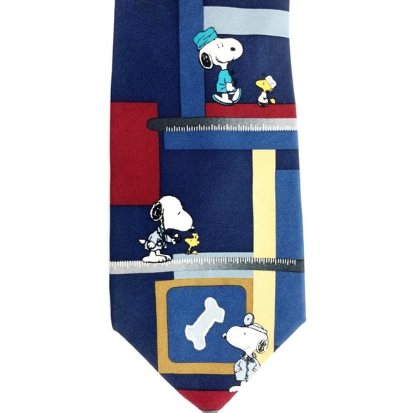 Peanuts Men's Silk Necktie. "The Dog Bone is Connected to the Funny Bone". VGC! - Picture 3 of 5